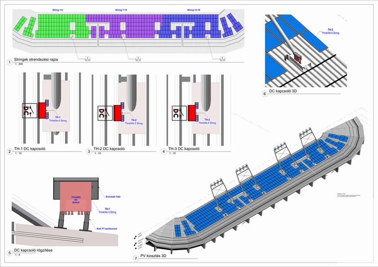 Napelem string DC leválasztás – BIM villamos tervezés referencia, Electric System Plan Kft.