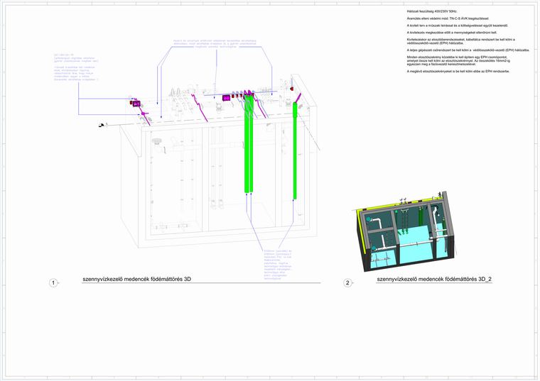 Szennyvíz technológia műszer elhelyezés – BIM villamos tervezés referencia, Electric System Plan Kft.